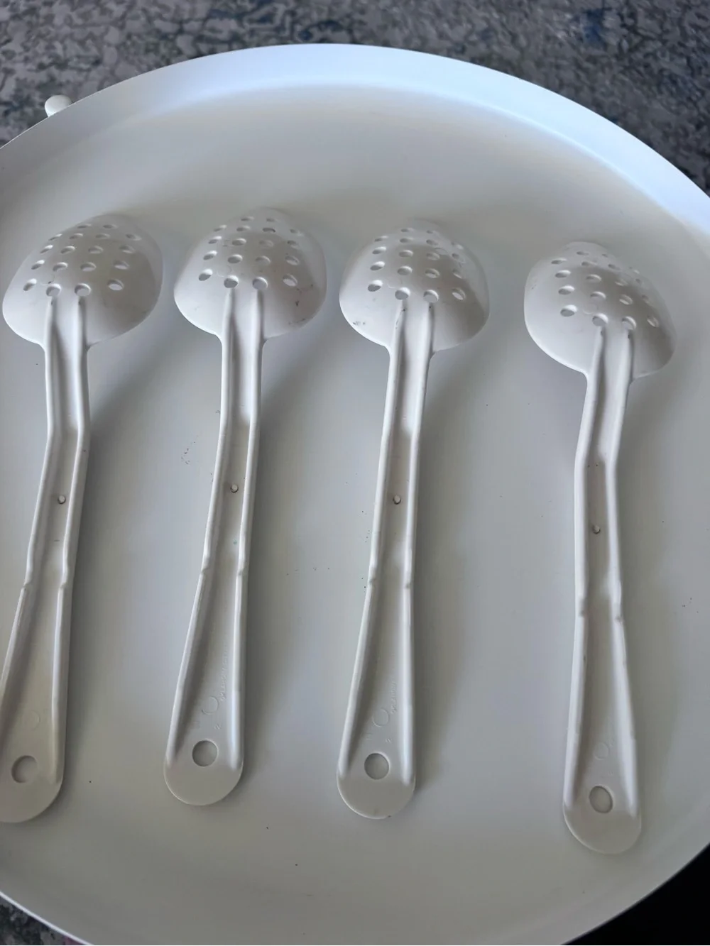 Set of 4 White Slotted yServing Spoons